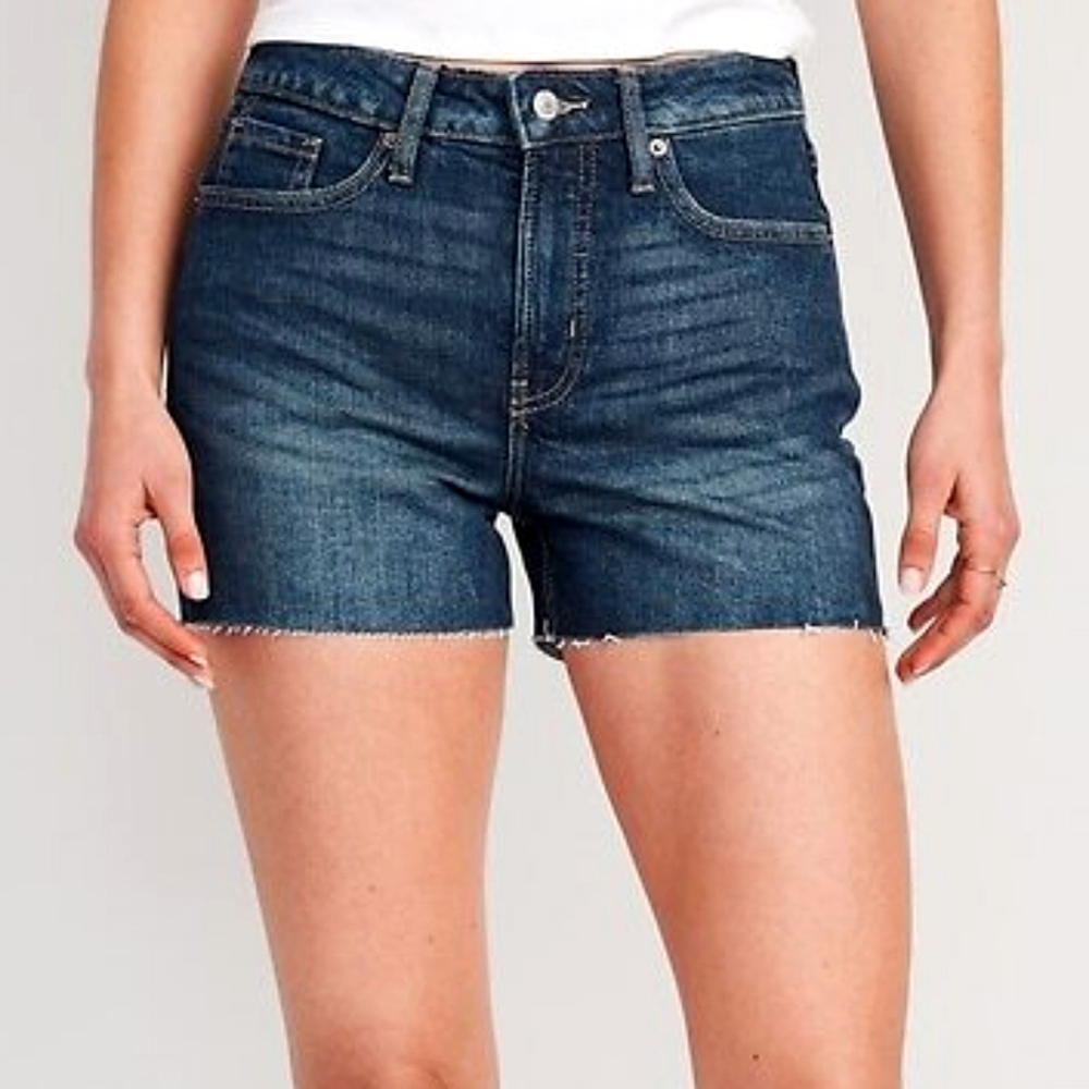 Classic Dark Indigo Denim Cutoff Shorts - Women